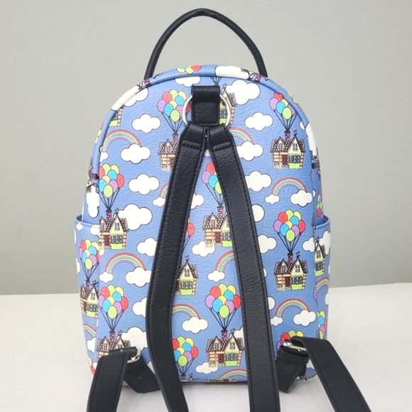 LOUNGEFLY DISNEY PIXAR UP RAINBOW BALLOONS CARL'S HOUSE BACKPACK - Picture 8 of 9